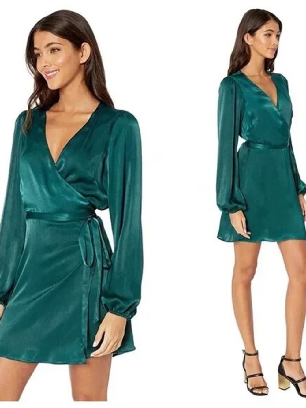 Show Me Your MuMu Nola Satin Wrap Dress - Green